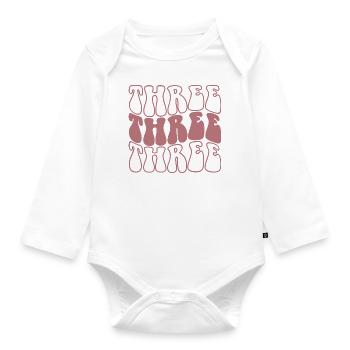 3 ans, fête du 3ème anniversaire Enfants, garçons et filles - Body Bébé bio manches longues - blanc - Devant
