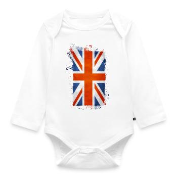 England UK London British English United Kingdom - Organic Longsleeve Baby Bodysuit - white - Front