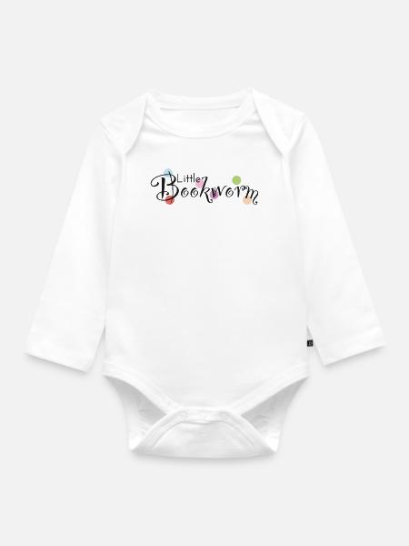 Little Bookworm - Organic Longsleeve Baby Bodysuit - white
