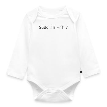 Linux Coding Sudo rm -rf / - Organic Longsleeve Baby Bodysuit - white - Front