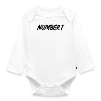 Number 1 - one - first - first - 1 - number 1 - Organic Longsleeve Baby Bodysuit - white - Front