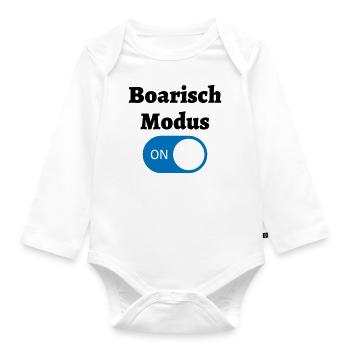 Boarisch Modus - bayerischer Spruch - Baby Bio-Langarm-Body - Weiß - Vorne
