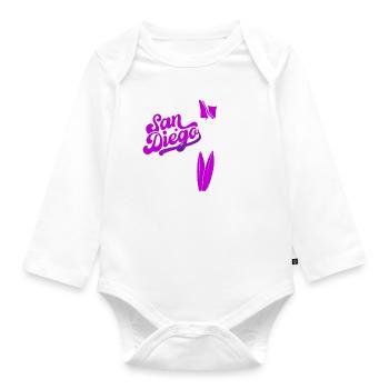 San Diego Kalifornien Westküste Sommer Surfer - Baby Bio-Langarm-Body - Weiß - Vorne