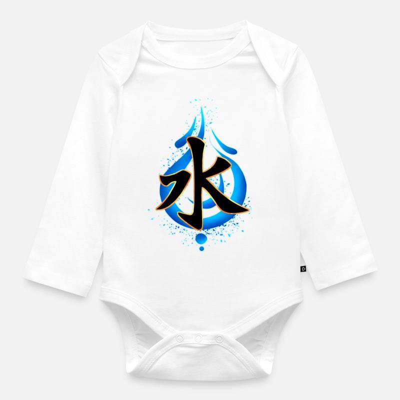 Kanji Eau - Body Bébé bio manches longues - blanc