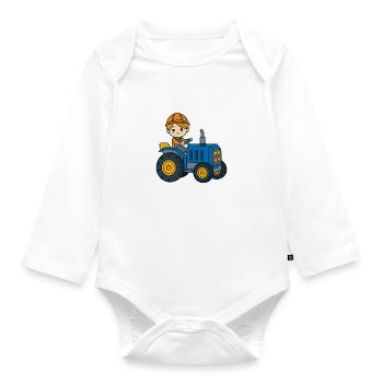 Matheo Vorname Traktor - Baby Bio-Langarm-Body - Weiß - Vorne