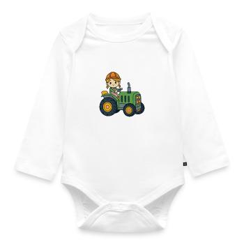 Alina Name Traktor - Baby Bio-Langarm-Body - Weiß - Vorne