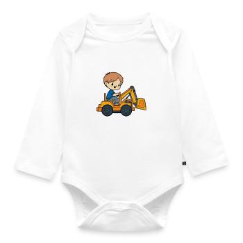 Edgar Vorname Bagger - Baby Bio-Langarm-Body - Weiß - Vorne