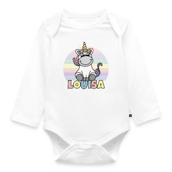 Nom de la licorne Louisa - Body Bébé bio manches longues - blanc - Devant