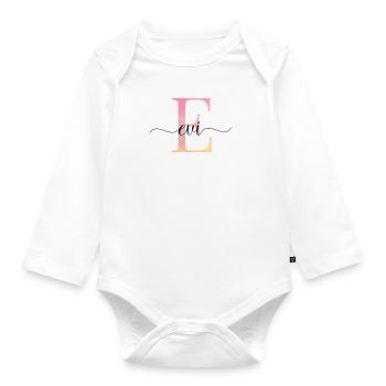 E| Monogramm | Name | Evi |Watercolor - Baby Bio-Langarm-Body - Weiß - Vorne