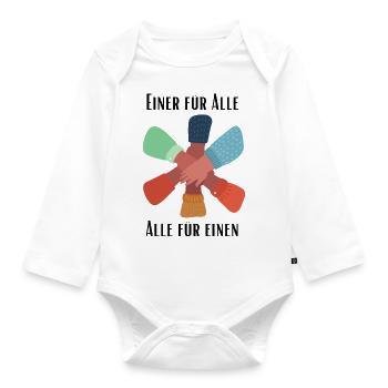 Einer für Alle, Alle für Einen - Baby Bio-Langarm-Body - Weiß - Vorne