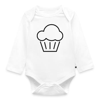 Muffin or cupcake - Organic Longsleeve Baby Bodysuit - white - Front