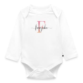 F| Monogramm | Name | Franziska |Watercolor - Baby Bio-Langarm-Body - Weiß - Vorne