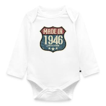 1946 Birthday Born In 1946 Retro Vintage - Organic Longsleeve Baby Bodysuit - white - Front