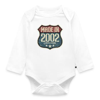2002 Jahrgang Geburtstag Retro Vintage Geschenk - Baby Bio-Langarm-Body - Weiß - Vorne