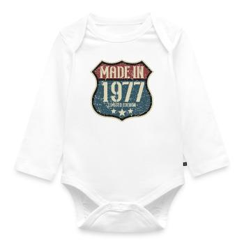 1977 Birthday Born In 1977 Retro Vintage - Organic Longsleeve Baby Bodysuit - white - Front