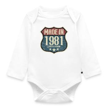 1981 Birthday Born In 1981 Retro Vintage - Organic Longsleeve Baby Bodysuit - white - Front