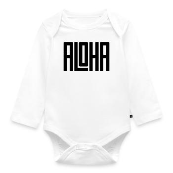 aloha typography art - Organic Longsleeve Baby Bodysuit - white - Front