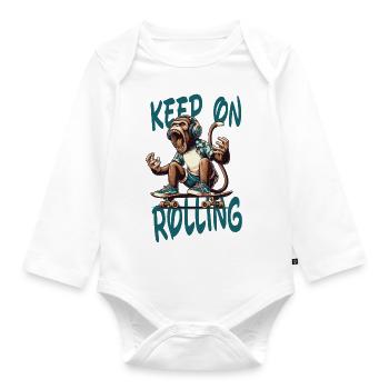keep on rolling skate skateboard skater summer - Organic Longsleeve Baby Bodysuit - white - Front