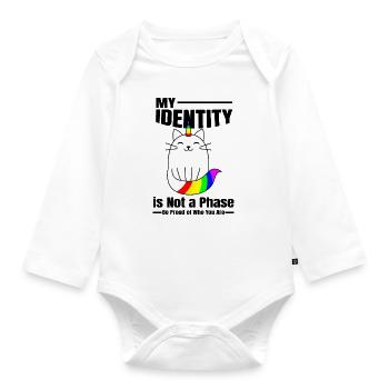 My Identity is Not a Phase - Organic Longsleeve Baby Bodysuit - white - Front