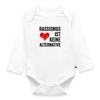 Rassismus ist keine Alternative - Baby Bio-Langarm-Body - Weiß - Vorne
