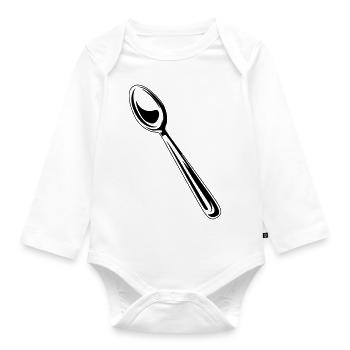 cutlery symbol spoon - Organic Longsleeve Baby Bodysuit - white - Front