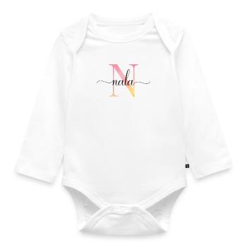 N | Monogramm | Name | Nala |Watercolor - Baby Bio-Langarm-Body - Weiß - Vorne