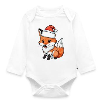Fox Christmas Watercolors - Organic Longsleeve Baby Bodysuit - white - Front