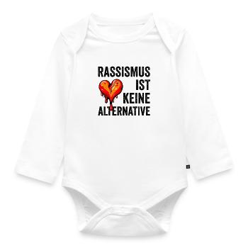 Rassismus ist keine Alternative - Baby Bio-Langarm-Body - Weiß - Vorne