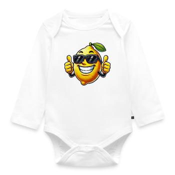 Citron frais avec lunettes de soleil pouce vers le haut - Body Bébé bio manches longues - blanc - Devant