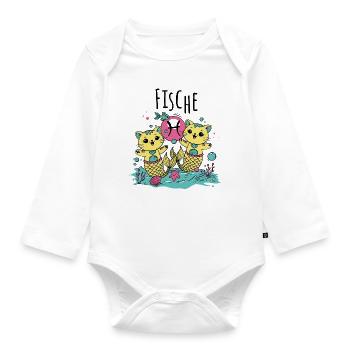Sternzeichen - Katzen - Fische - Baby Bio-Langarm-Body - Weiß - Vorne