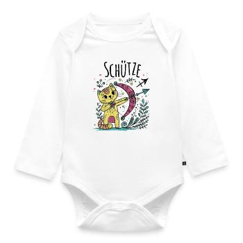 Cats Zodiac Sign Sagittarius - Constellation and Symbol - Organic Longsleeve Baby Bodysuit - white - Front
