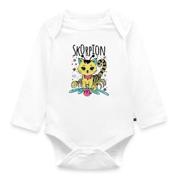 Skorpion Sternzeichen Katze - Sternbild Skorpion - Baby Bio-Langarm-Body - Weiß - Vorne