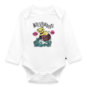 Sternzeichen Wassermann Katze - Sternbild - Baby Bio-Langarm-Body - Weiß - Vorne