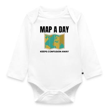 World Map GIS Cartography Earth Geography - Organic Longsleeve Baby Bodysuit - white - Front