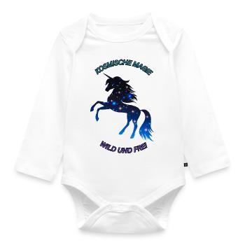 Kosmisches Einhorn - Baby Bio-Langarm-Body - Weiß - Vorne
