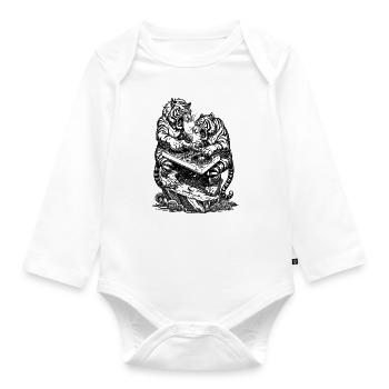 Tiger DJ Shirt: Festival Vibes at the Techno Mixer - Organic Longsleeve Baby Bodysuit - white - Front