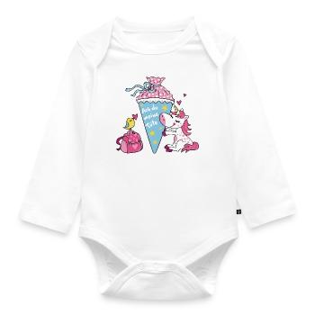 Licorne d’inscription à l’école. Oh mon sac ! - Body Bébé bio manches longues - blanc - Devant