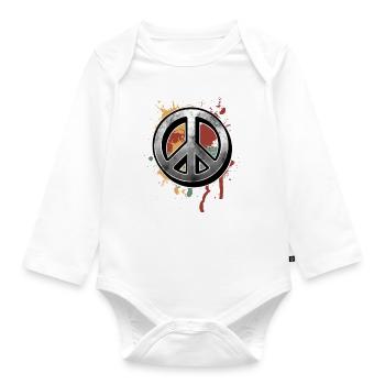 Peacezeichen - Baby Bio-Langarm-Body - Weiß - Vorne