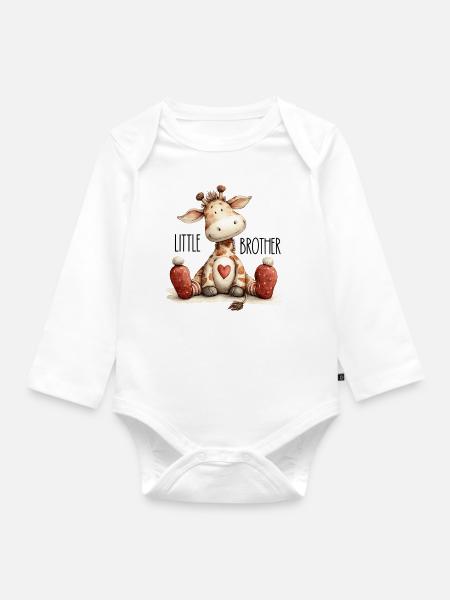 Kleiner Bruder Giraffe - Baby Bio-Langarm-Body - Weiß
