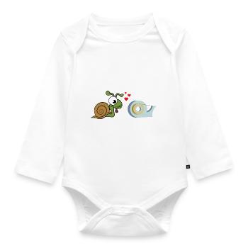 Chemise escargots · ruban d'amour · cadeau de coeur - Body Bébé bio manches longues - blanc - Devant