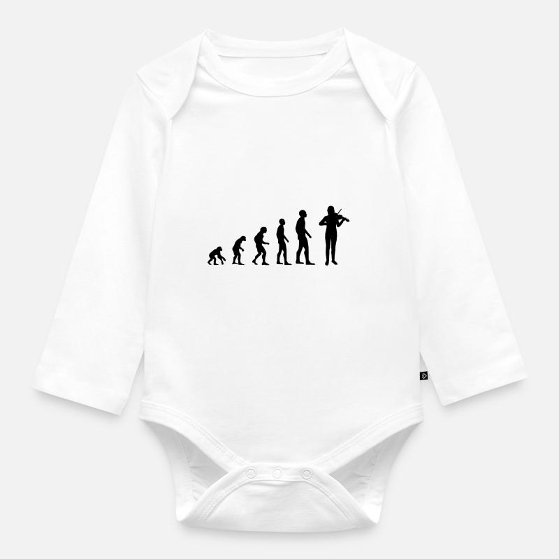 Violin violin orchestra viola violinist evolution - Organic Longsleeve Baby Bodysuit - white