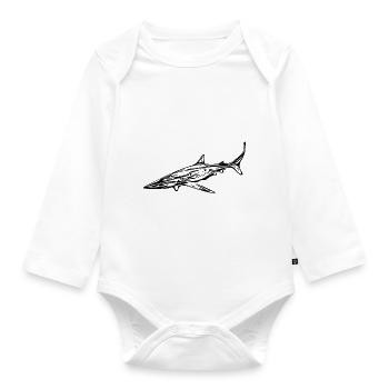 Elegant vintage deep sea shark - Organic Longsleeve Baby Bodysuit - white - Front