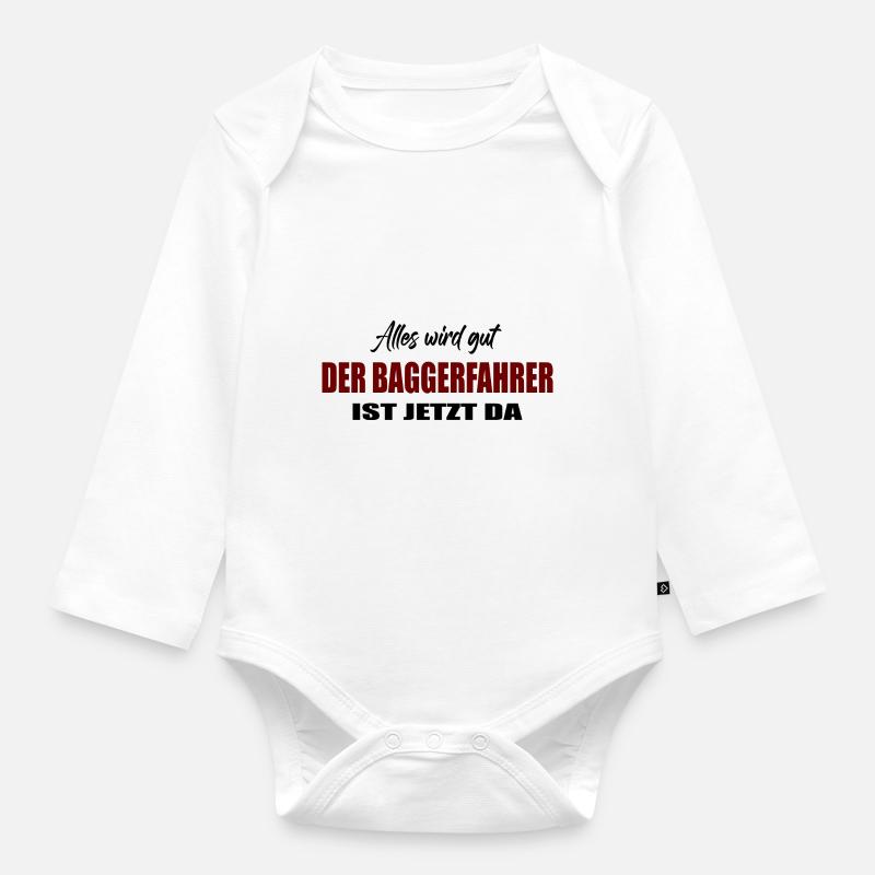 Baggerfahrer - Baby Bio-Langarm-Body - Weiß