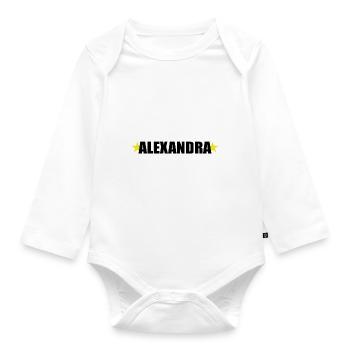 Alexandra Nom Prénom Anniversaire - Body Bébé bio manches longues - blanc - Devant