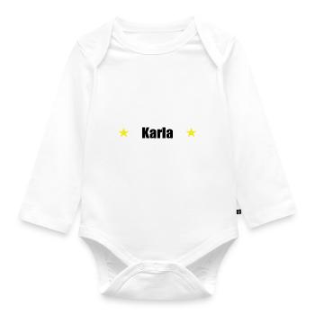 Karla Name Vorname Geburtstag - Baby Bio-Langarm-Body - Weiß - Vorne