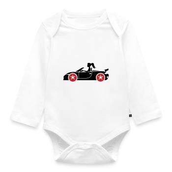 Frau Auto Cabrio - Baby Bio-Langarm-Body - Weiß - Vorne