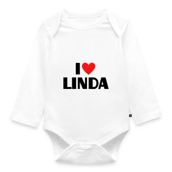 J’aime Linda Red Heart Love Fan Gift - Body Bébé bio manches longues - blanc - Devant