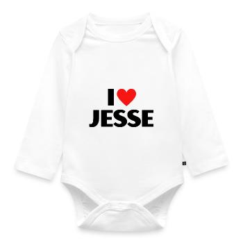 I Love Jesse Red Heart Love Fan Gift - Organic Longsleeve Baby Bodysuit - white - Front