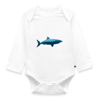 Hai Shark Sea Meer Fischer Haifisch Fisch Seemann - Baby Bio-Langarm-Body - Weiß - Vorne