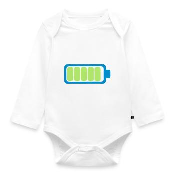 battery charge battery full icon 17 1 - Organic Longsleeve Baby Bodysuit - white - Front